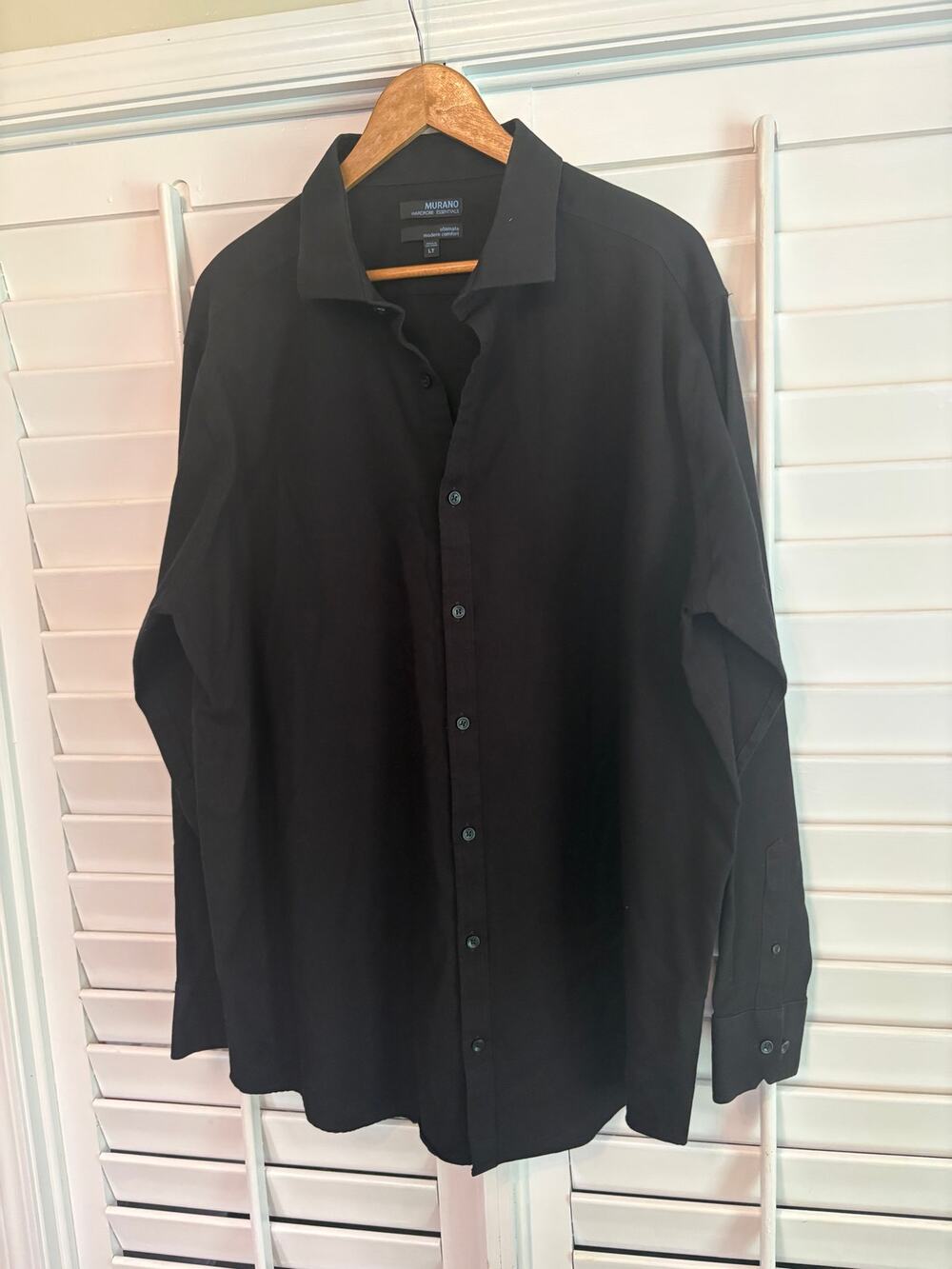Murano Ultimate Modern Comfort Black Long Sleeve Button Down Size LargeTall‎